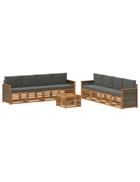 Set divani con cuscino 9 pcs Legno di Acacia Massello