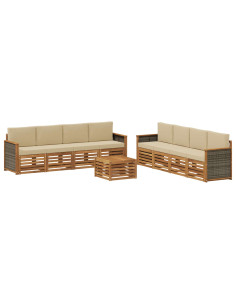 Set divani con cuscino 9 pcs Legno di Acacia Massello