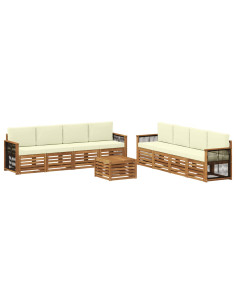 Set divani con cuscino 9 pcs Legno di Acacia Massello