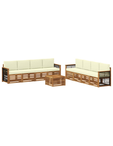 Set divani con cuscino 9 pcs Legno di Acacia Massello