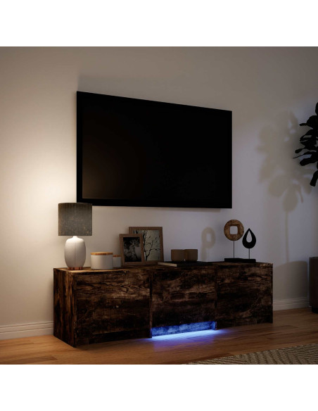 Mobile TV con LED con LED Quercia Affumicata 140 x 34 x 40 cm