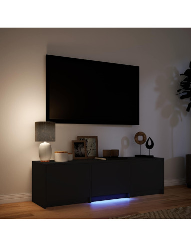 Mobile TV con LED Nero 140 x 34 x 40 cm Legno ingegnerizzato