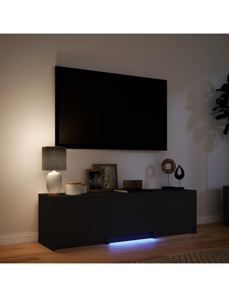 Mobile TV con LED Nero 140 x 34 x 40 cm Legno ingegnerizzato