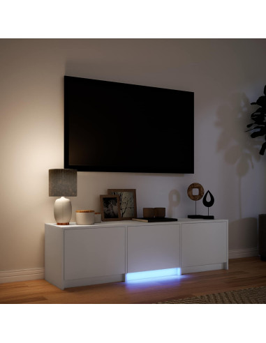 Mobile TV con LED Bianco 140 x 34 x 40 cm Legno ingegnerizzato
