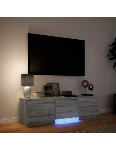 Mobile TV con LED con LED Sonoma grigia 140 x 34 x 40 cm