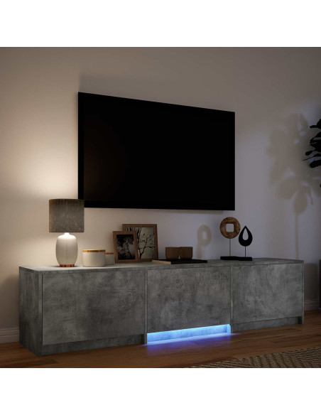 Mobile TV con LED con LED Grigio Cemento 165 x 34 x 40 cm