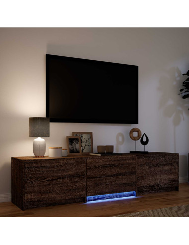 Mobile TV con LED con LED Quercia marrone 165 x 34 x 40 cm