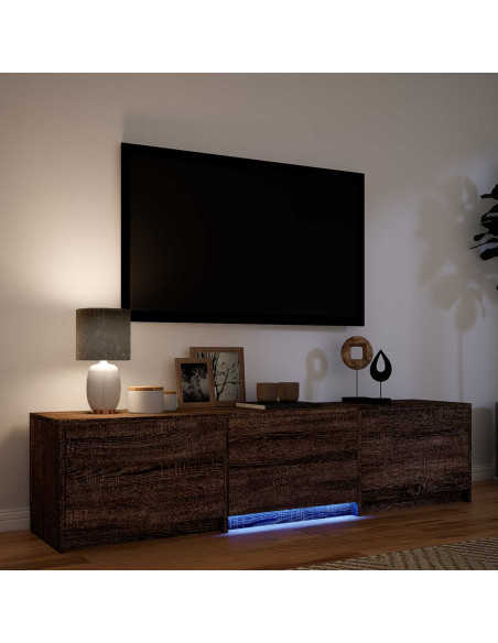 Mobile TV con LED con LED Quercia marrone 165 x 34 x 40 cm