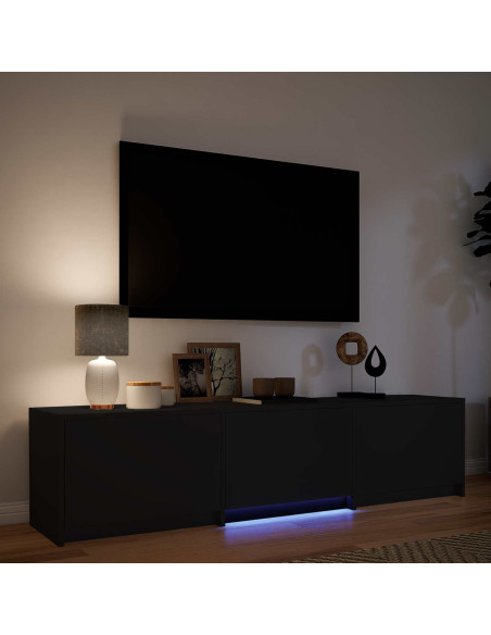 Mobile TV con LED Nero 165 x 34 x 40 cm Legno ingegnerizzato