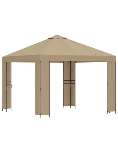 Gazebo 3 x 3 m Beige Poliestere e Acciaio 190