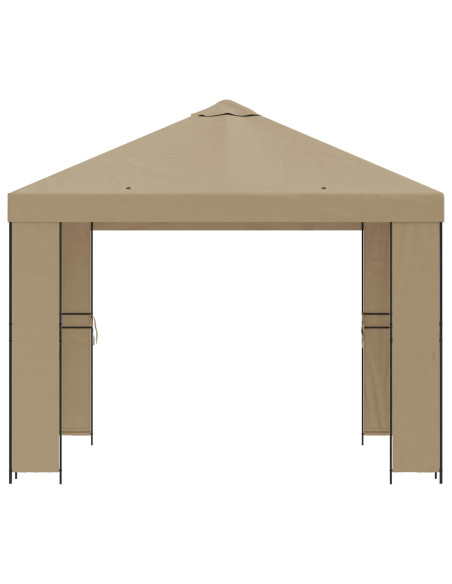 Gazebo 3 x 3 m Beige Poliestere e Acciaio 190