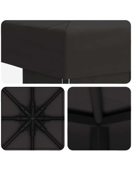 Gazebo 3 x 3 m Antracite Poliestere e Acciaio 190