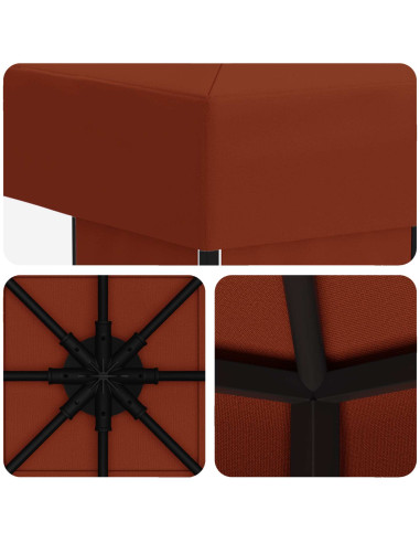 Gazebo 3 x 3 m Terracotta Poliestere e Acciaio 190