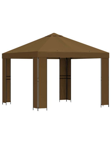 Gazebo 3 x 3 m Tortora Poliestere e Acciaio 190