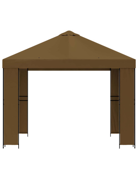 Gazebo 3 x 3 m Tortora Poliestere e Acciaio 190