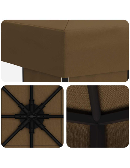 Gazebo 3 x 3 m Tortora Poliestere e Acciaio 190