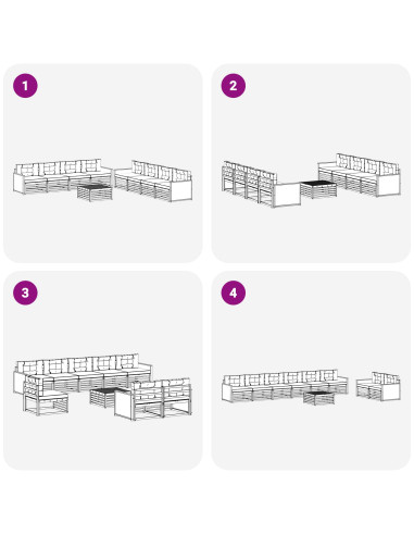 Set di divani da esterno con cuscino 9 pcs Naturale e Beige