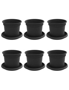 Vasi per Piante 6 pcs Nero Ø 12,5 x 10 cm Plastica 2