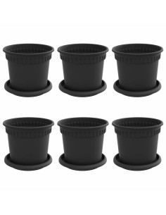 Vasi per Piante 6 pcs Nero Ø 15 x 12 cm Plastica 2