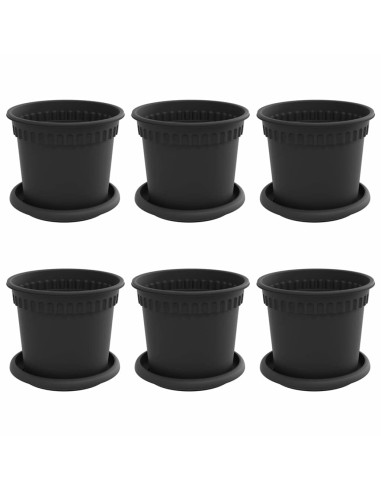 Vasi per Piante 6 pcs Nero Ø 15 x 12 cm Plastica