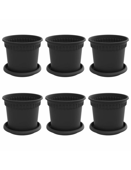 Vasi per Piante 6 pcs Nero Ø 15 x 12 cm Plastica