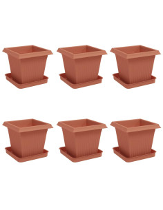 Vasi per Piante 6 pcs Rosso Mattone 16 x 16 x 14 cm Plastica 2