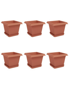 Vasi per Piante 6 pcs Rosso Mattone 20 x 20 x 16 cm Plastica 2