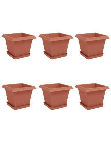 Vasi per Piante 6 pcs Rosso Mattone 20 x 20 x 16 cm Plastica