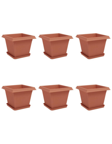 Vasi per Piante 6 pcs Rosso Mattone 33 x 33 x 26 cm Plastica
