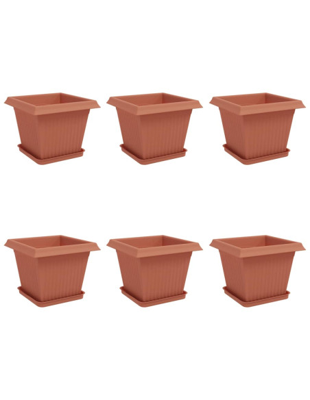 Vasi per Piante 6 pcs Rosso Mattone 33 x 33 x 26 cm Plastica