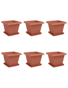Vasi per Piante 6 pcs Rosso Mattone 38 x 38 x 30 cm Plastica 2