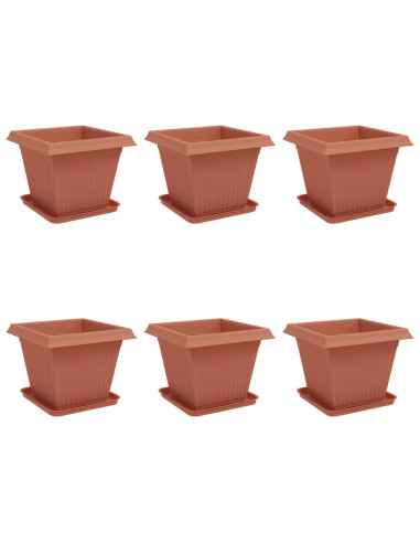 Vasi per Piante 6 pcs Rosso Mattone 38 x 38 x 30 cm Plastica