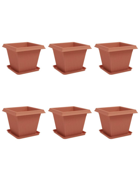 Vasi per Piante 6 pcs Rosso Mattone 38 x 38 x 30 cm Plastica