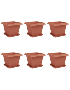 Vasi per Piante 6 pcs Rosso Mattone 43 x 43 x 33,5 cm Plastica 2