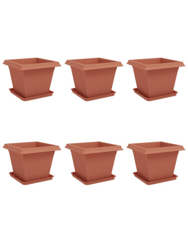 Vasi per Piante 6 pcs Rosso Mattone 43 x 43 x 33,5 cm Plastica