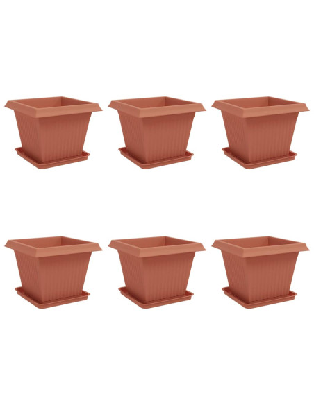 Vasi per Piante 6 pcs Rosso Mattone 43 x 43 x 33,5 cm Plastica