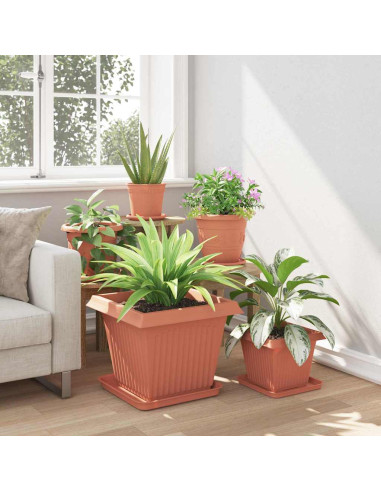 Vasi per Piante 6 pcs Rosso Mattone 43 x 43 x 33,5 cm Plastica