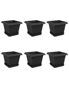 Vasi per Piante 6 pcs Nero 20 x 20 x 16 cm Plastica 2