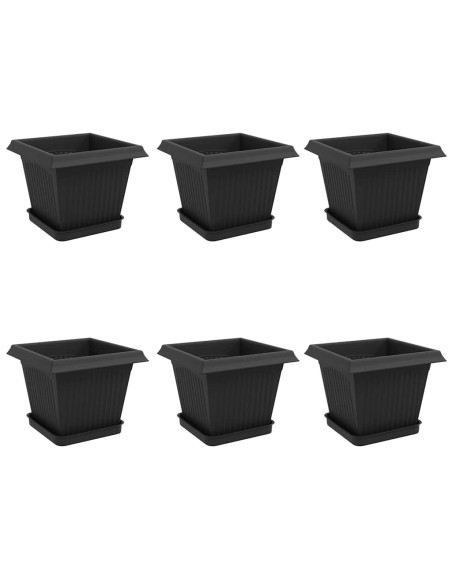 Vasi per Piante 6 pcs Nero 20 x 20 x 16 cm Plastica