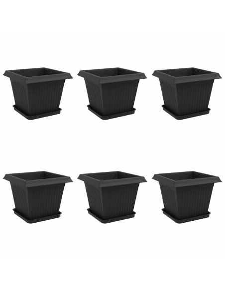 Vasi per Piante 6 pcs Nero 33 x 33 x 26 cm Plastica