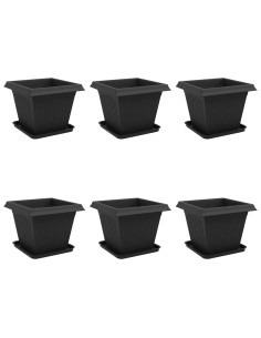 Vasi per Piante 6 pcs Nero 38 x 38 x 30 cm Plastica 2