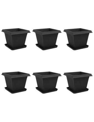 Vasi per Piante 6 pcs Nero 38 x 38 x 30 cm Plastica