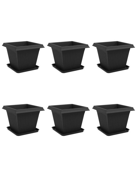Vasi per Piante 6 pcs Nero 38 x 38 x 30 cm Plastica