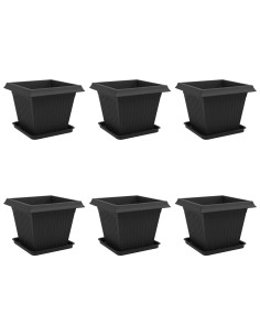 Vasi per Piante 6 pcs Nero 43 x 43 x 33,5 cm Plastica 2