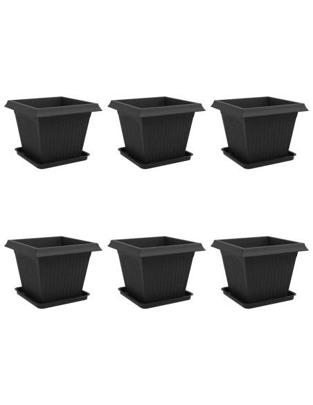 Vasi per Piante 6 pcs Nero 43 x 43 x 33,5 cm Plastica