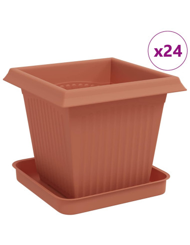 Vasi per Piante 24 pcs Rosso Mattone 16 x 16 x 14 cm Plastica