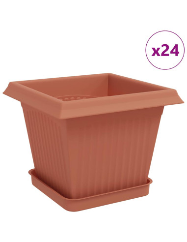 Vasi per Piante 24 pcs Rosso Mattone 20 x 20 x 16 cm Plastica