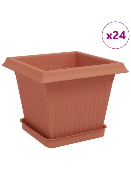 Vasi per Piante 24 pcs Rosso Mattone 20 x 20 x 16 cm Plastica