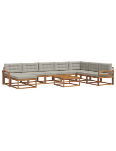 Set di divani da esterno 9 pcs Grigio Naturale e Chiaro 2