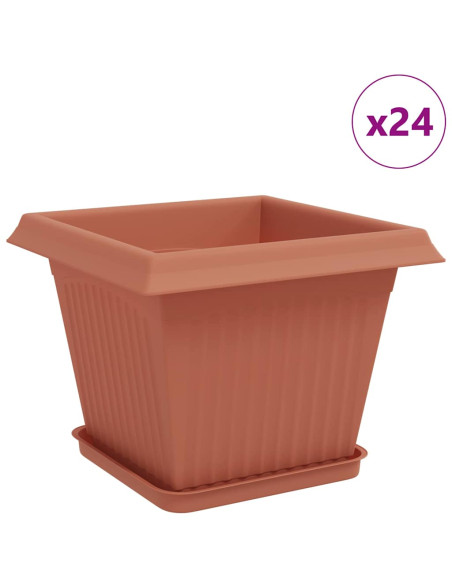 Vasi per Piante 24 pcs Rosso Mattone 28,5 x 28,5 x 22 cm